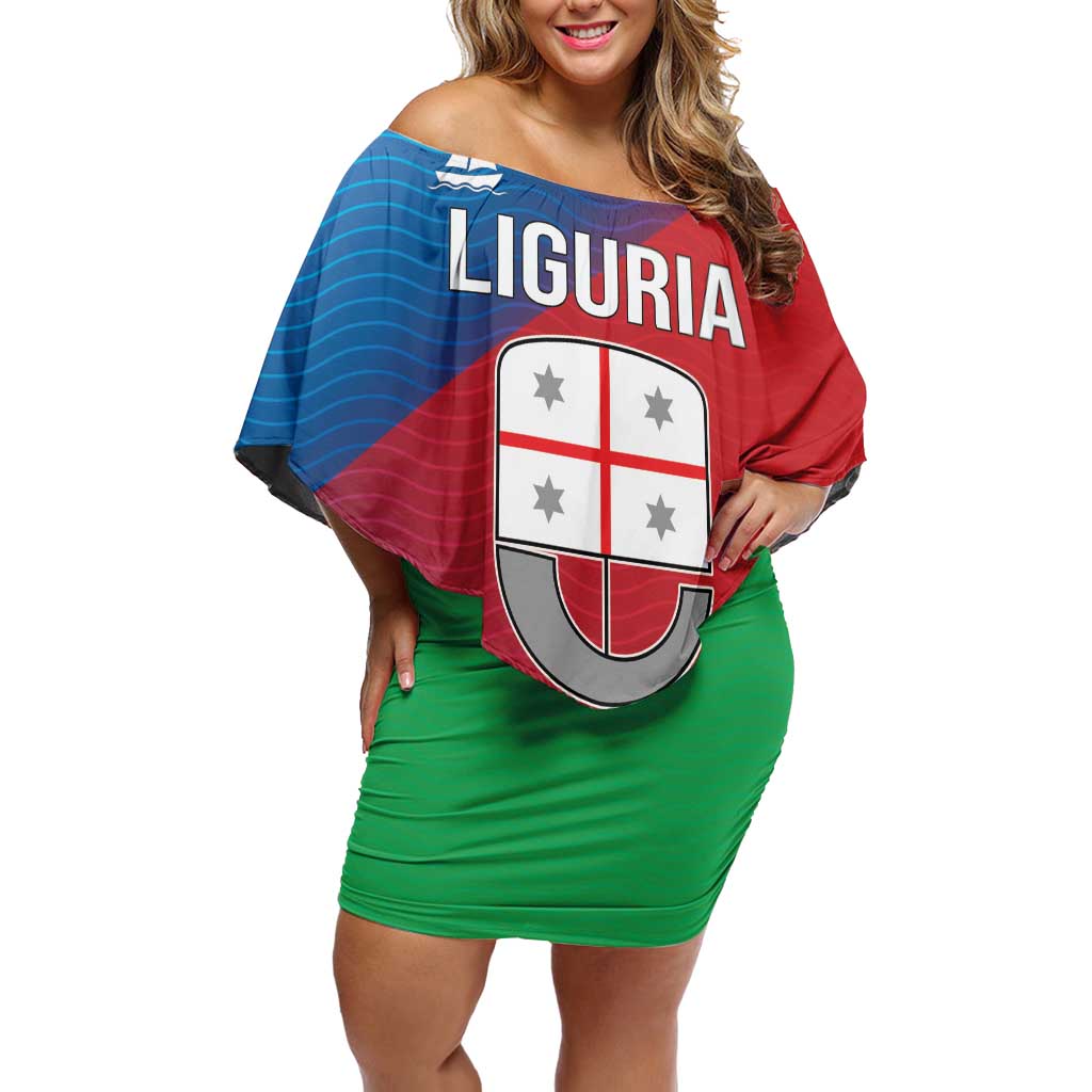 Italy Liguria Off Shoulder Short Dress Emblem With Flag Style LT19