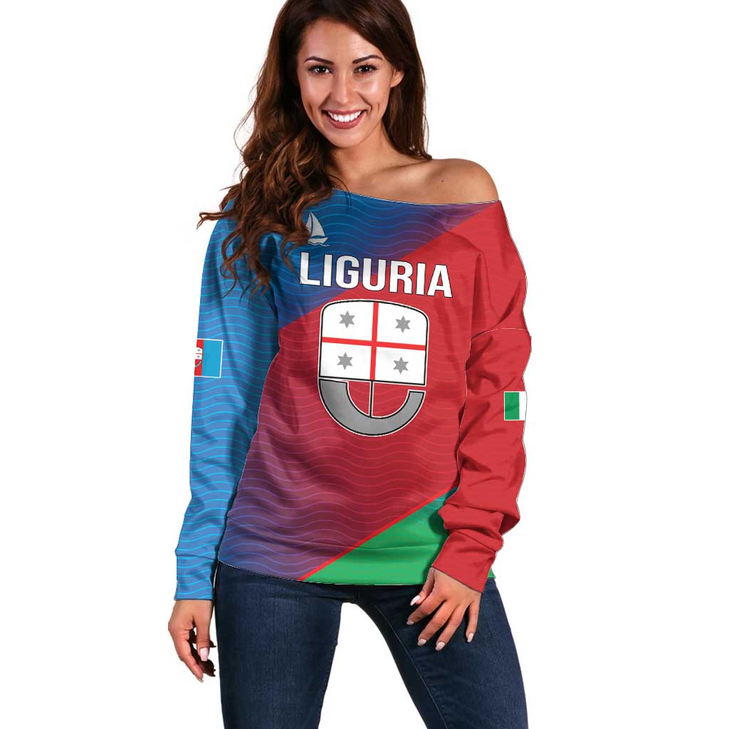 Italy Liguria Off Shoulder Sweater Emblem With Flag Style LT19