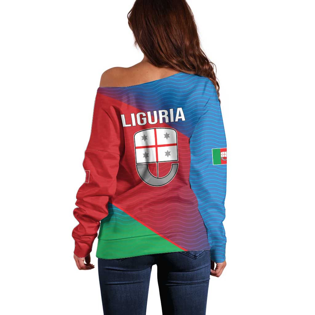Italy Liguria Off Shoulder Sweater Emblem With Flag Style LT19