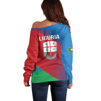 Italy Liguria Off Shoulder Sweater Emblem With Flag Style LT19
