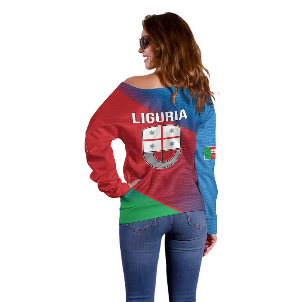 Italy Liguria Off Shoulder Sweater Emblem With Flag Style LT19