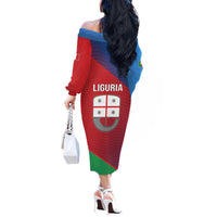 Italy Liguria Off The Shoulder Long Sleeve Dress Emblem With Flag Style LT19