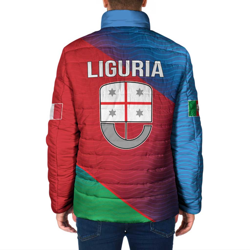 Italy Liguria Padded Jacket Emblem With Flag Style - Wonder Print Shop
