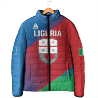 Italy Liguria Padded Jacket Emblem With Flag Style - Wonder Print Shop