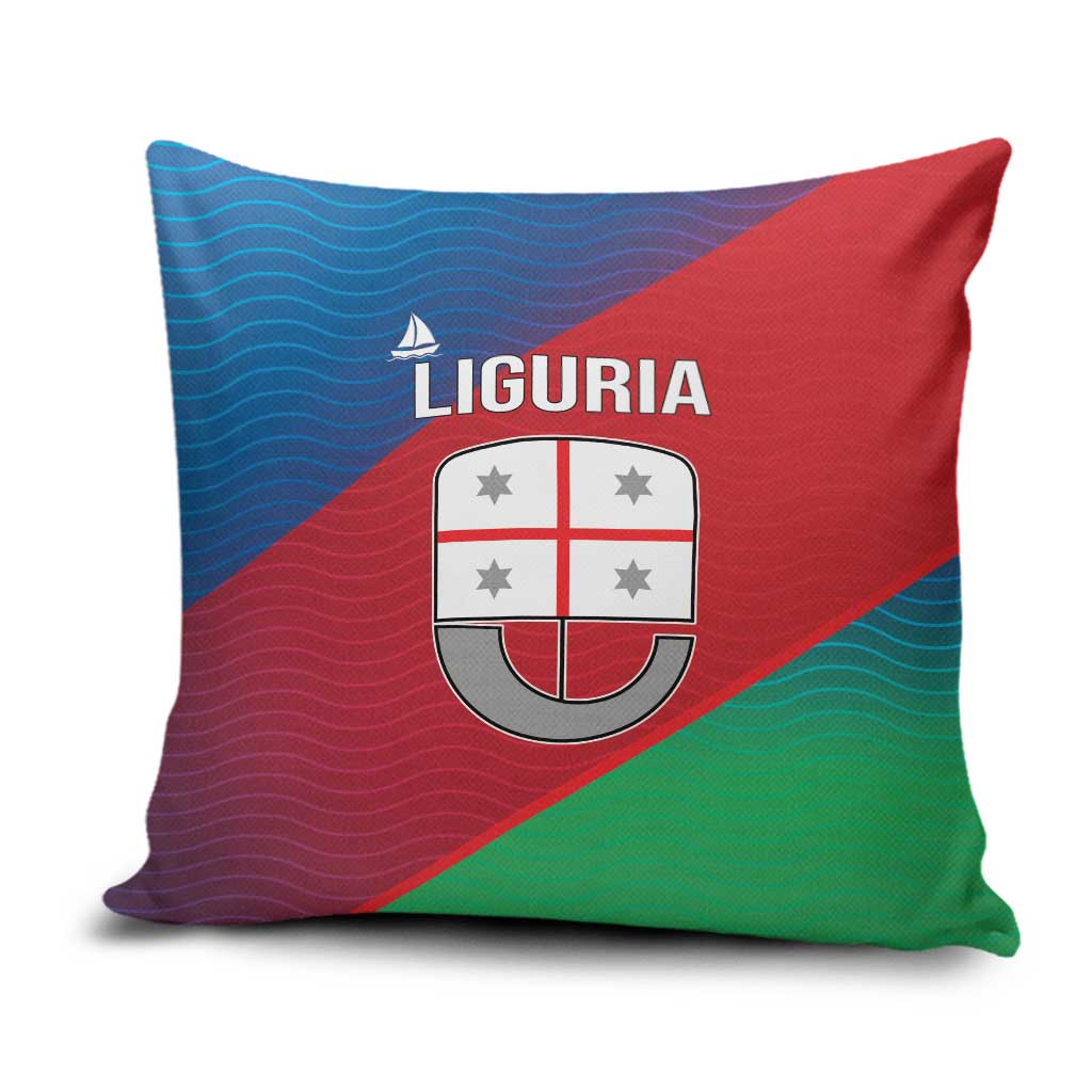 Italy Liguria Pillow Cover Emblem With Flag Style - Wonder Print Shop