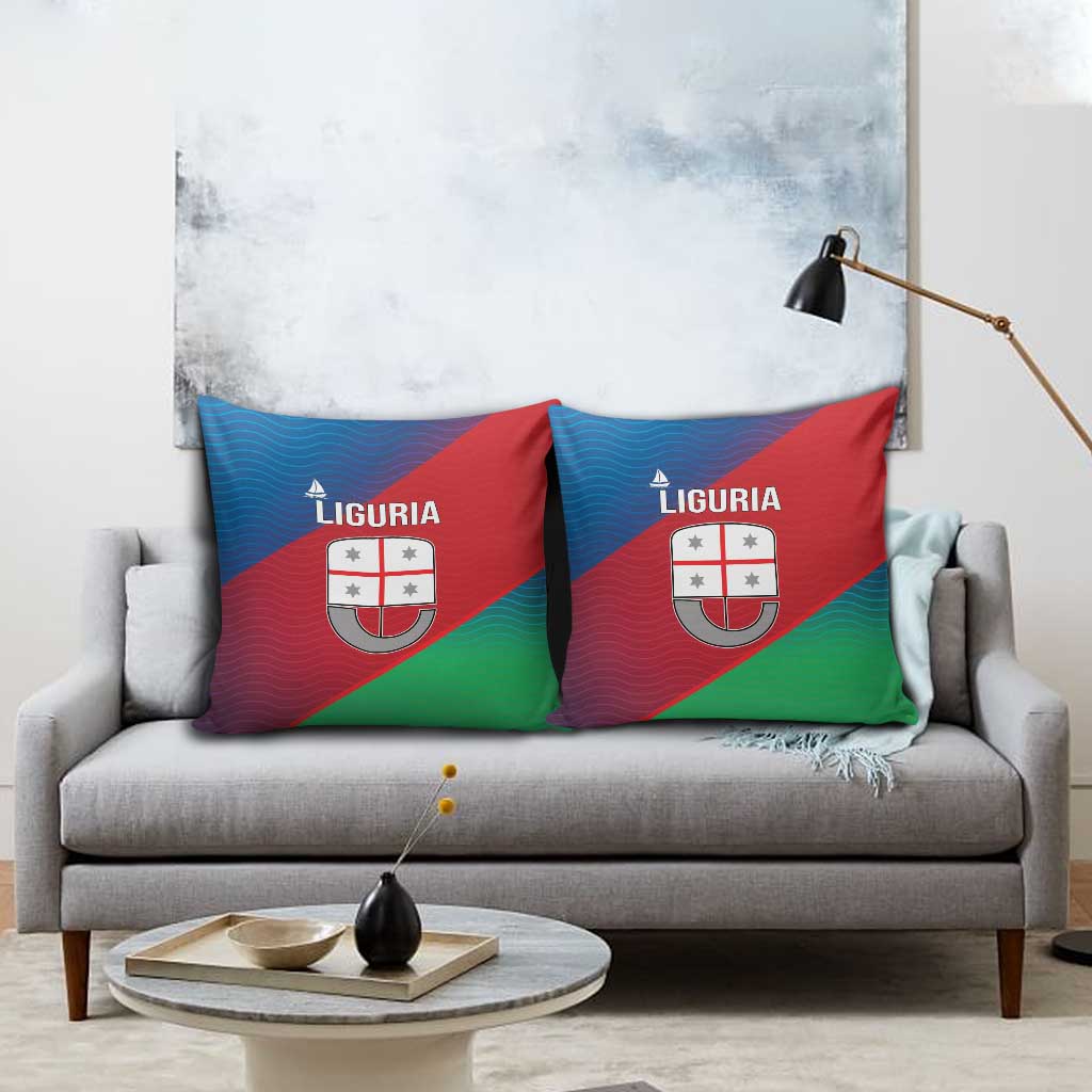 Italy Liguria Pillow Cover Emblem With Flag Style - Wonder Print Shop