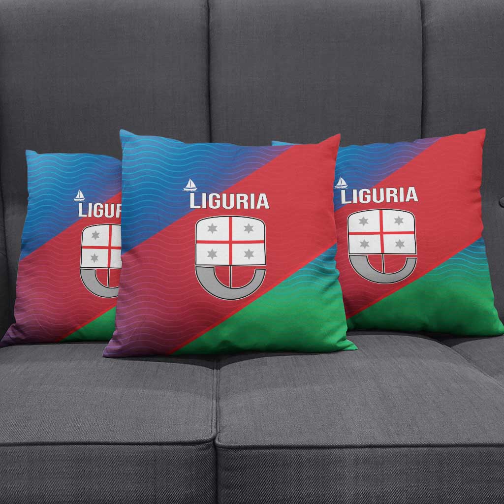 Italy Liguria Pillow Cover Emblem With Flag Style - Wonder Print Shop