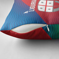 Italy Liguria Pillow Cover Emblem With Flag Style - Wonder Print Shop