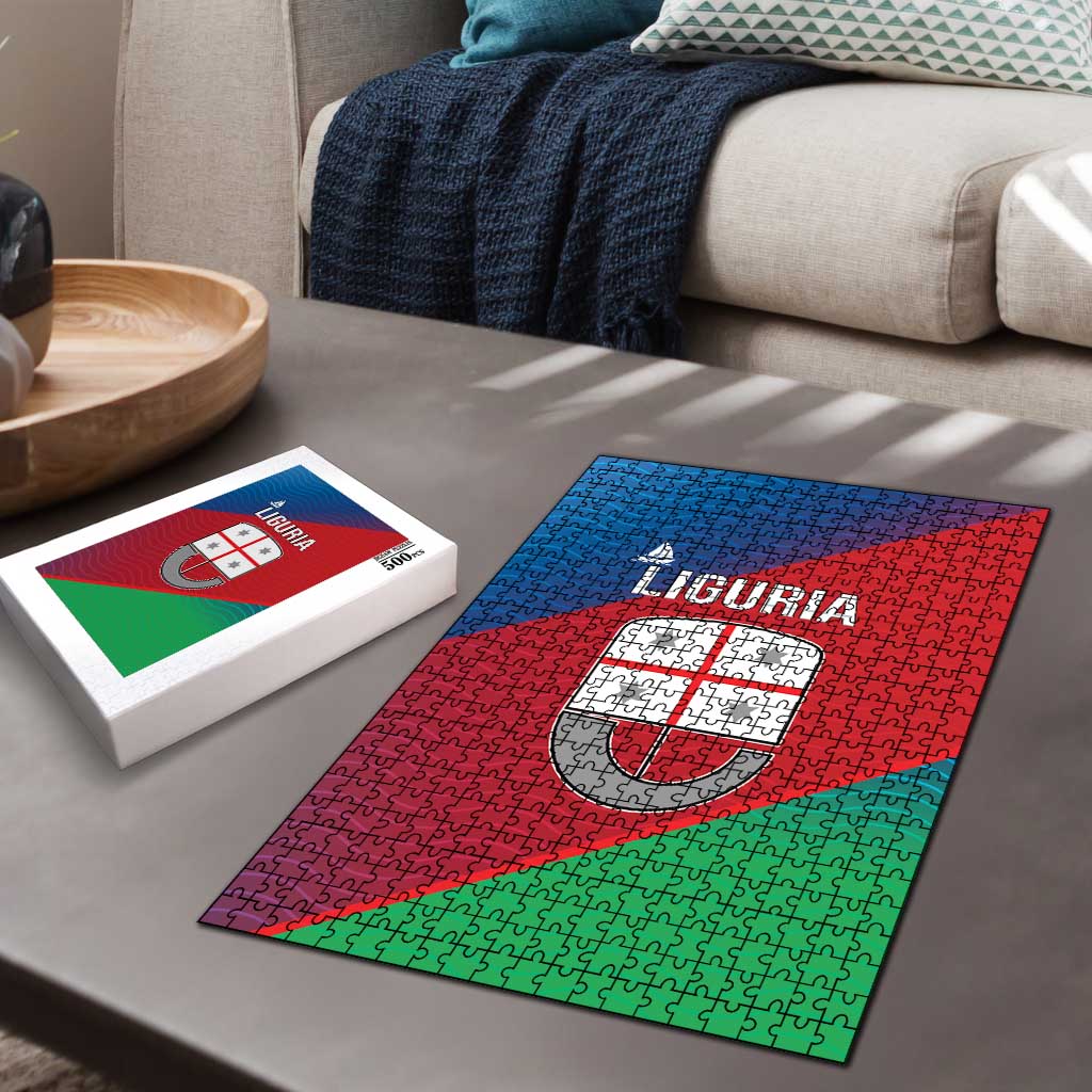 Italy Liguria Puzzle Emblem With Flag Style - Wonder Print Shop