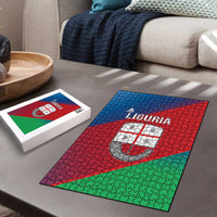 Italy Liguria Puzzle Emblem With Flag Style - Wonder Print Shop