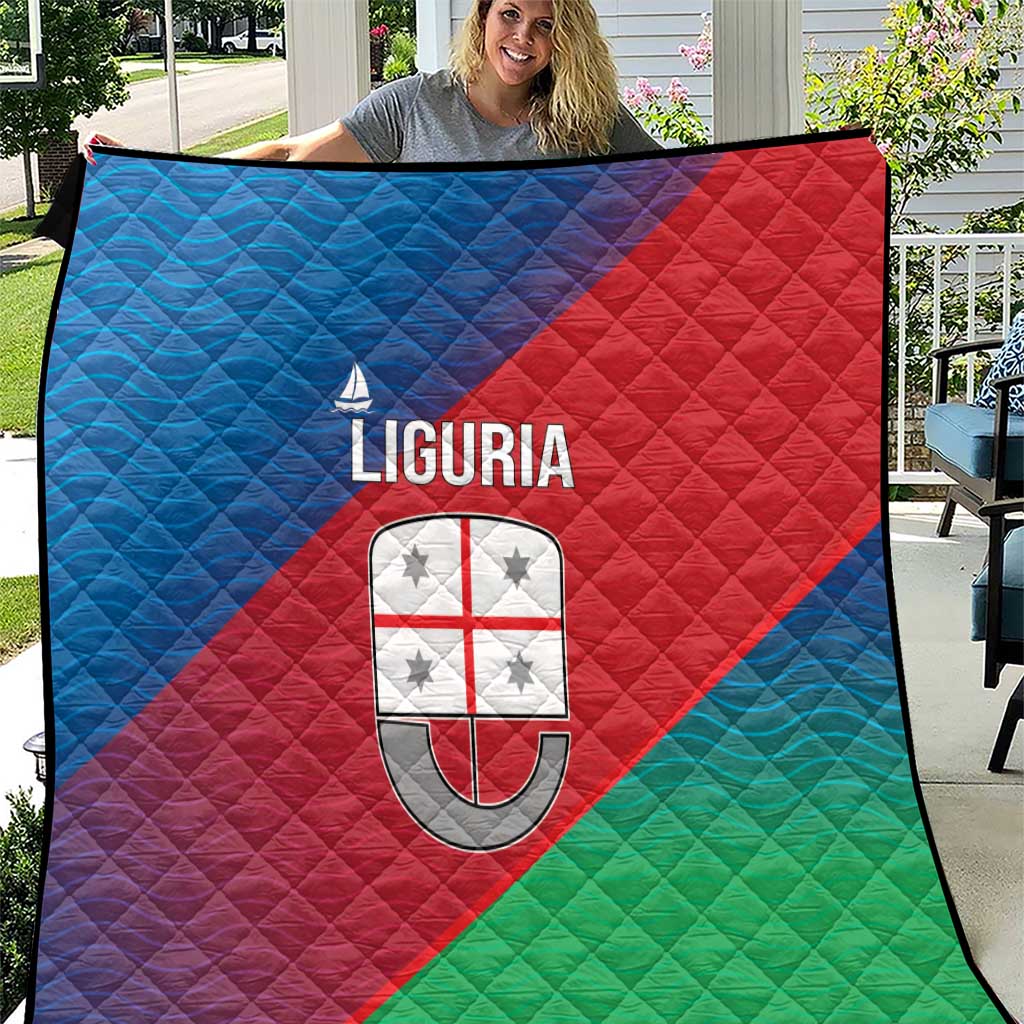 Italy Liguria Quilt Emblem With Flag Style - Wonder Print Shop