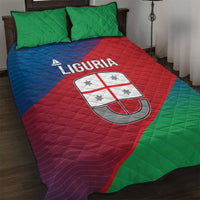 Italy Liguria Quilt Bed Set Emblem With Flag Style - Wonder Print Shop