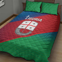 Italy Liguria Quilt Bed Set Emblem With Flag Style - Wonder Print Shop