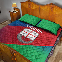 Italy Liguria Quilt Bed Set Emblem With Flag Style - Wonder Print Shop