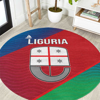 Italy Liguria Round Carpet Emblem With Flag Style - Wonder Print Shop