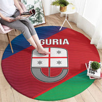 Italy Liguria Round Carpet Emblem With Flag Style - Wonder Print Shop