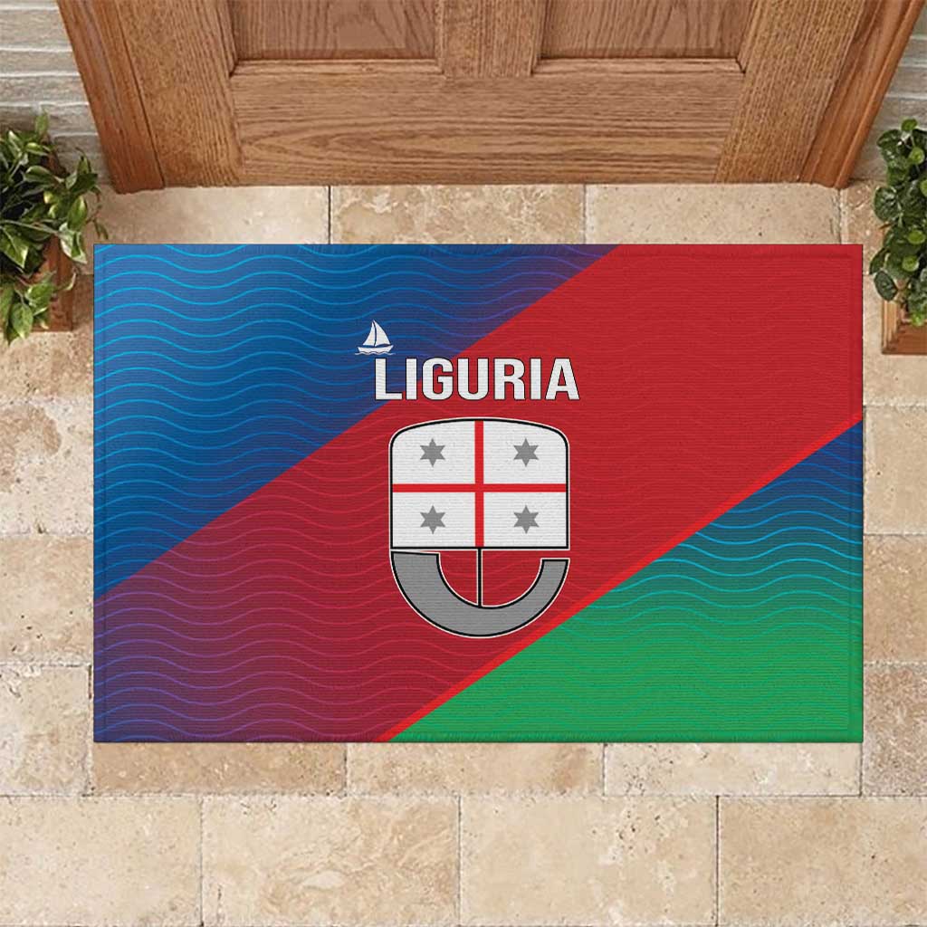 Italy Liguria Rubber Doormat Emblem With Flag Style - Wonder Print Shop