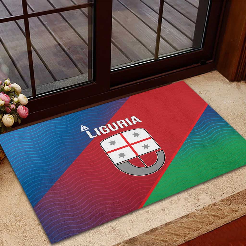 Italy Liguria Rubber Doormat Emblem With Flag Style - Wonder Print Shop