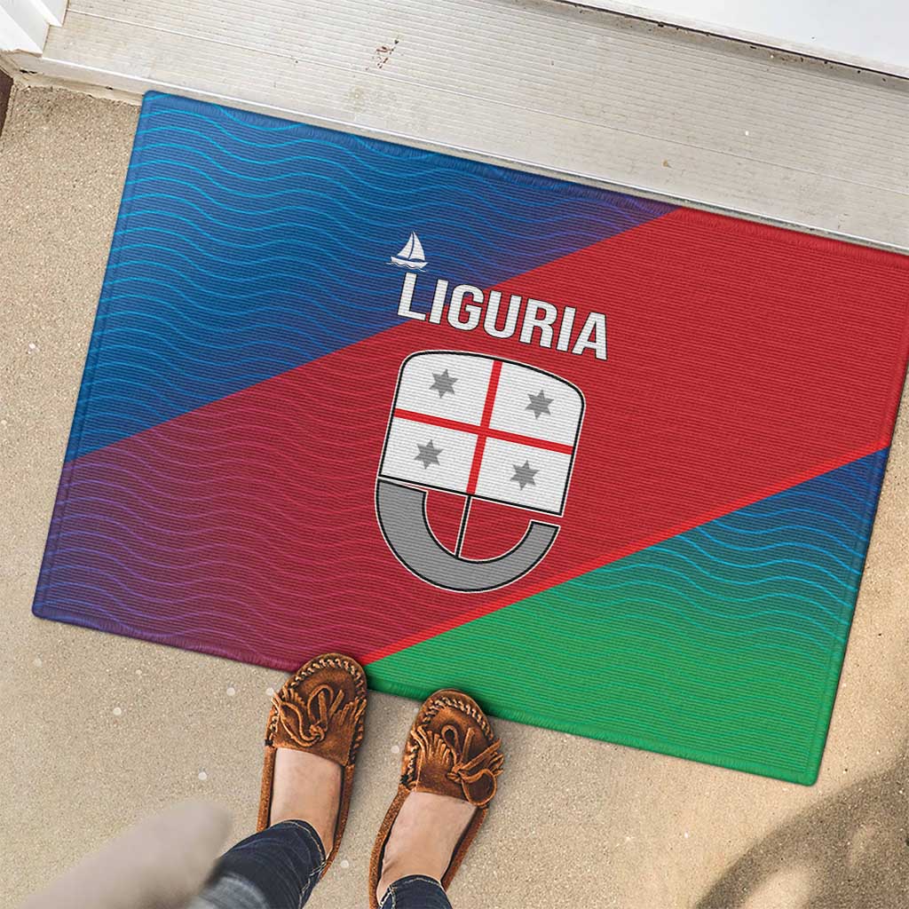 Italy Liguria Rubber Doormat Emblem With Flag Style - Wonder Print Shop