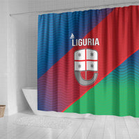 Italy Liguria Shower Curtain Emblem With Flag Style - Wonder Print Shop