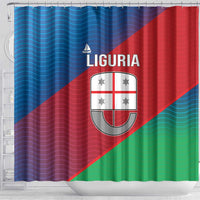 Italy Liguria Shower Curtain Emblem With Flag Style - Wonder Print Shop