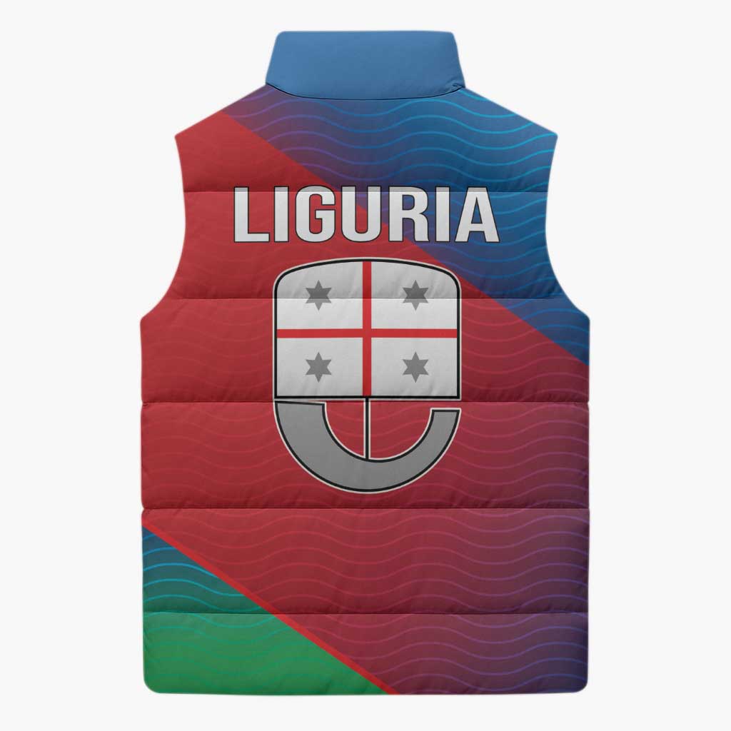 Italy Liguria Sleeveless Puffer Jacket Emblem With Flag Style - Wonder Print Shop