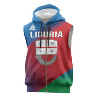 Italy Liguria Sleeveless Zip Hoodie Emblem With Flag Style - Wonder Print Shop