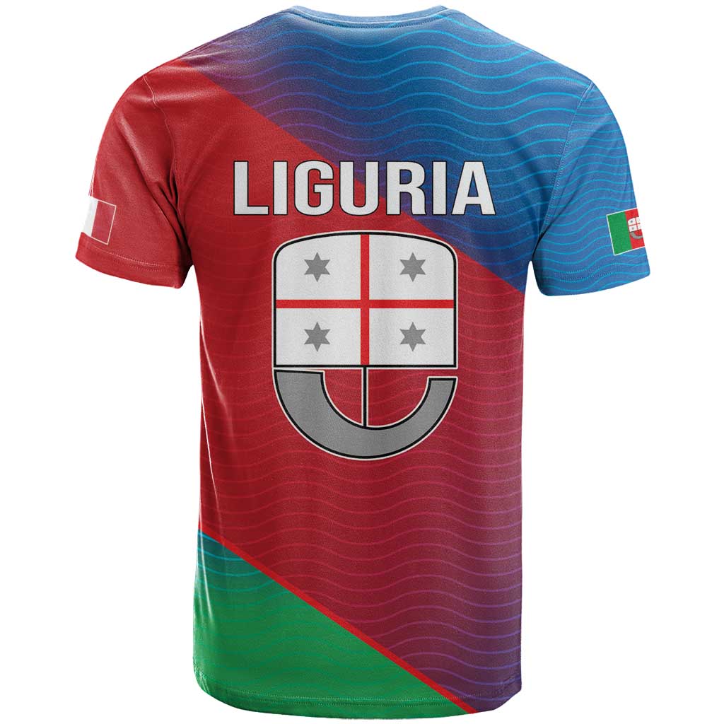 Italy Liguria T Shirt Emblem With Flag Style LT19