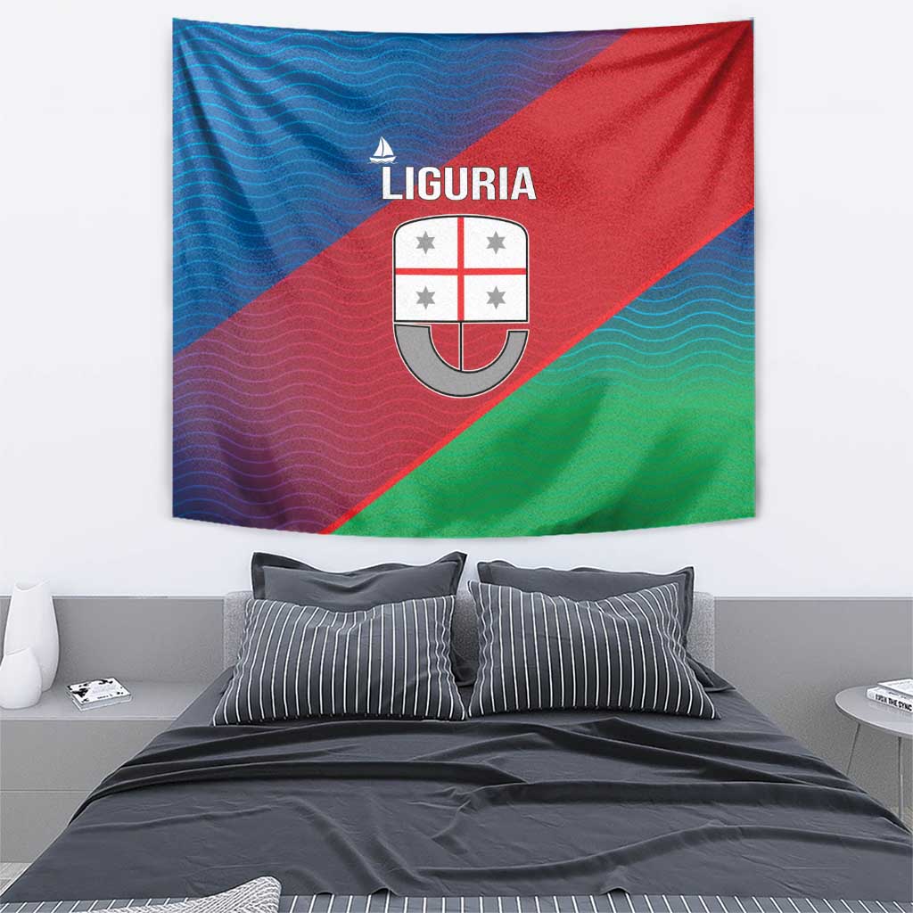 Italy Liguria Tapestry Emblem With Flag Style - Wonder Print Shop