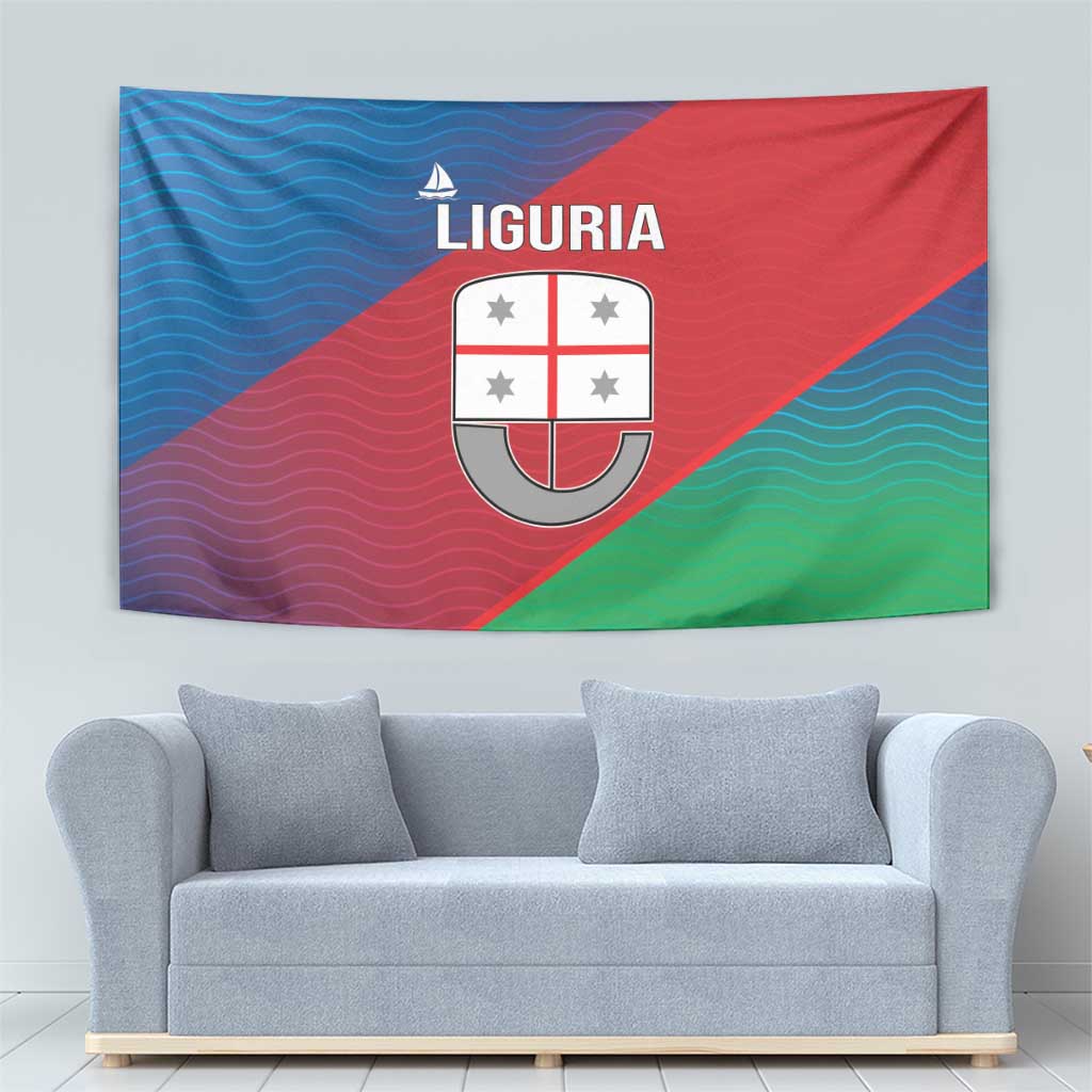 Italy Liguria Tapestry Emblem With Flag Style - Wonder Print Shop