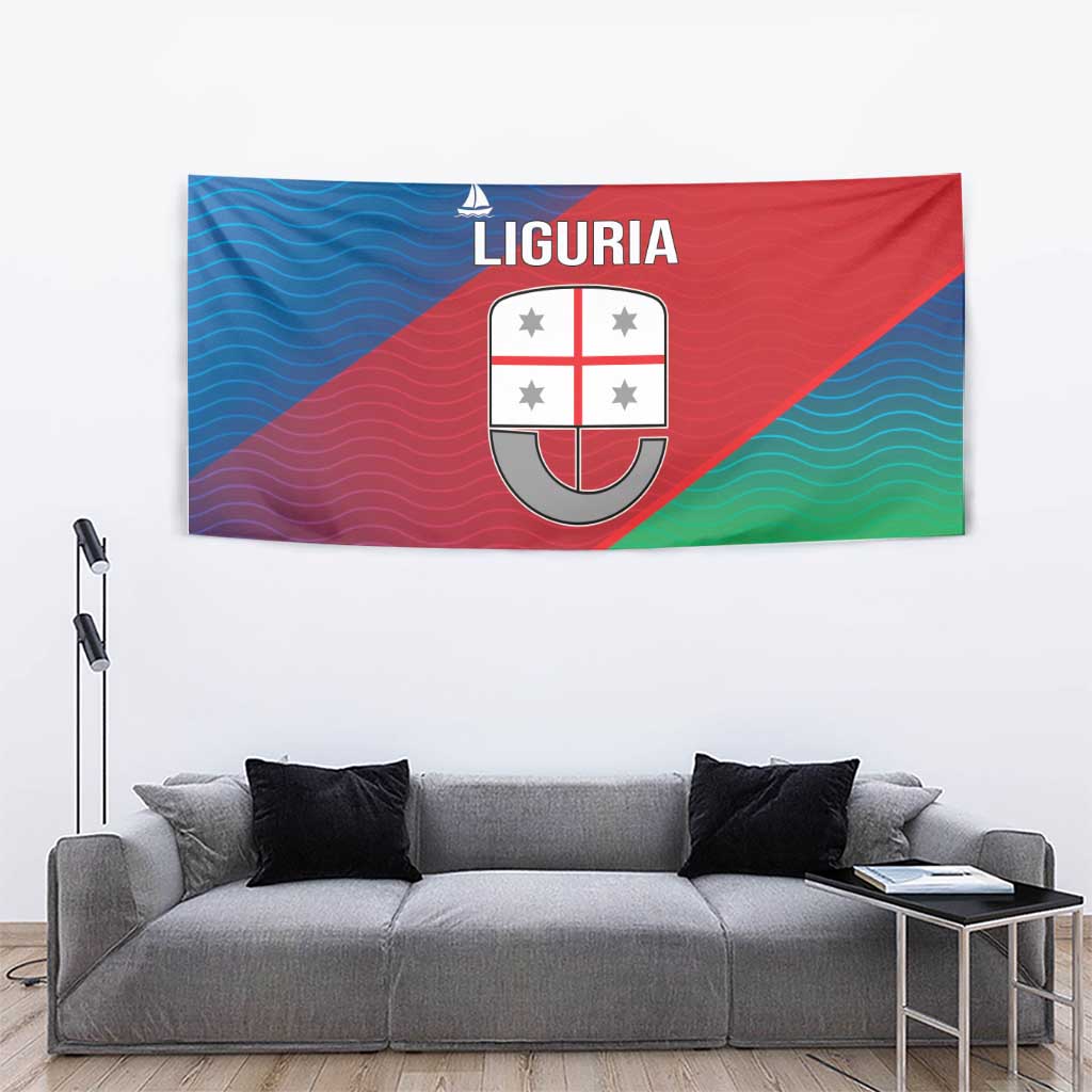 Italy Liguria Tapestry Emblem With Flag Style - Wonder Print Shop