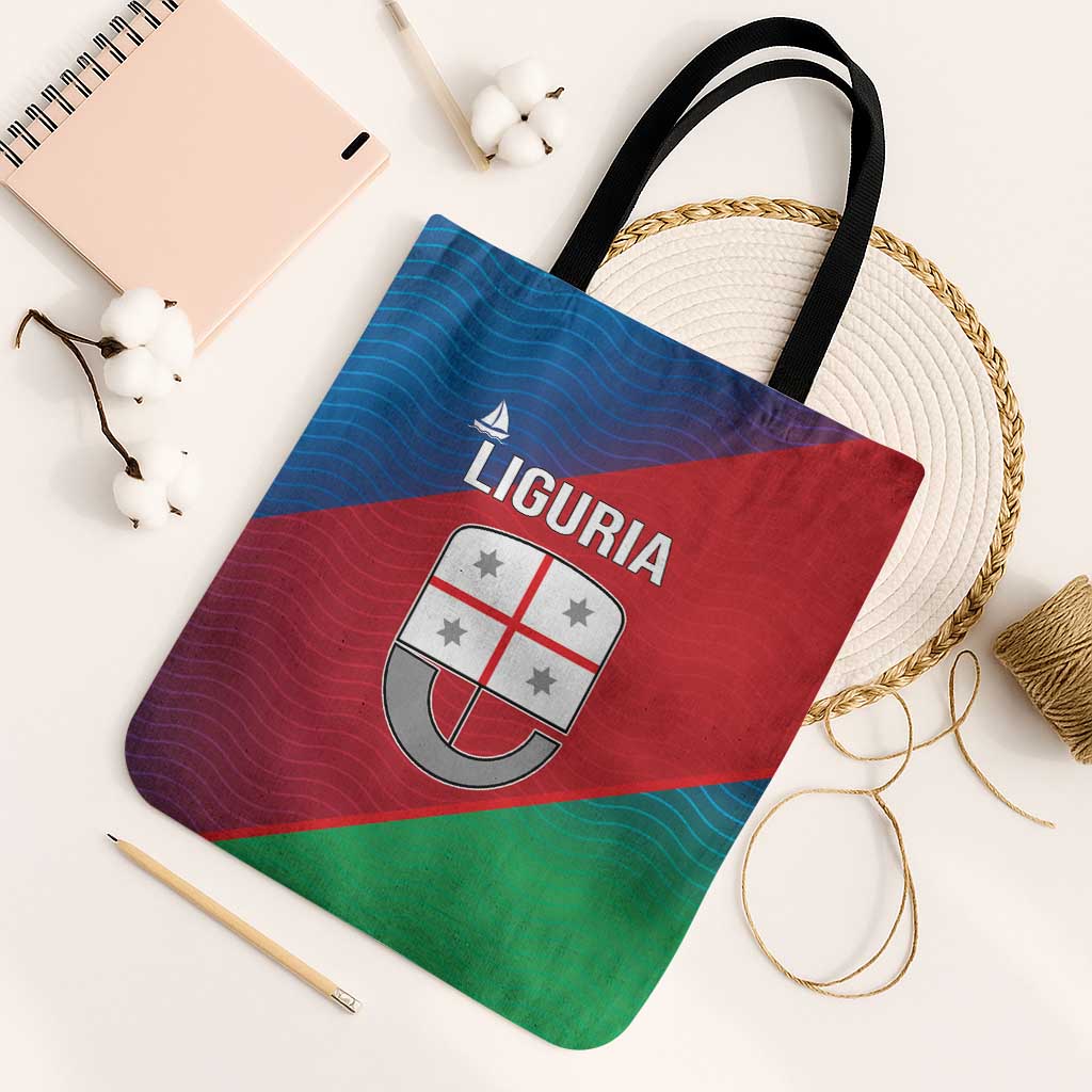Italy Liguria Tote Bag Emblem With Flag Style - Wonder Print Shop