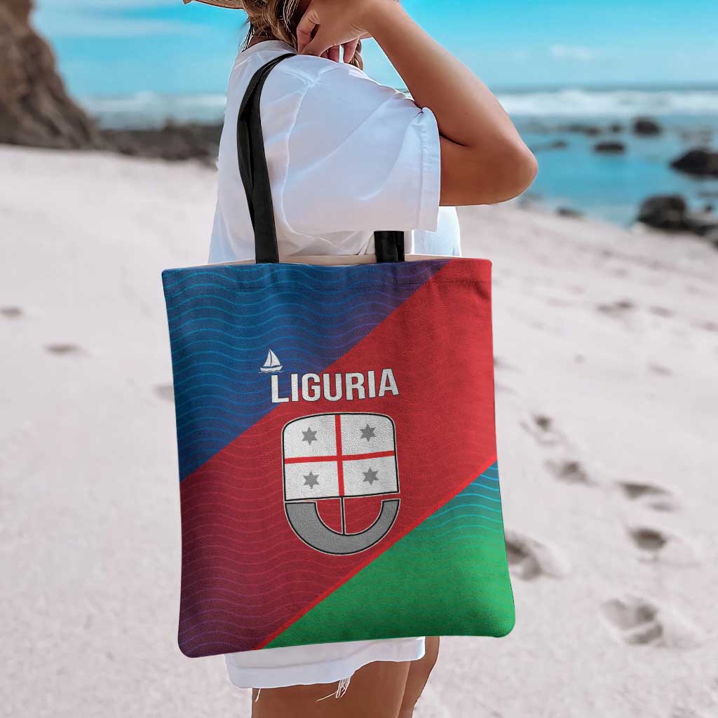 Italy Liguria Tote Bag Emblem With Flag Style - Wonder Print Shop