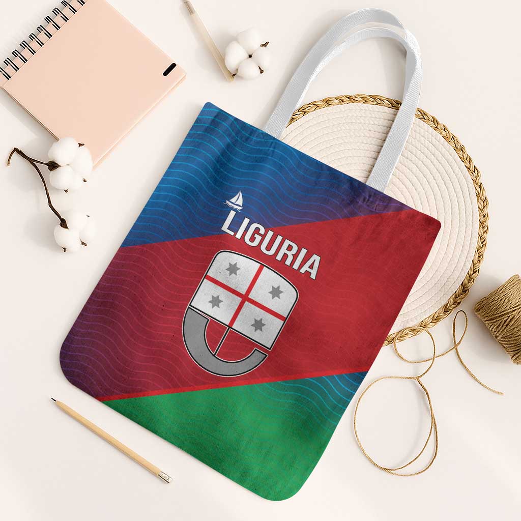 Italy Liguria Tote Bag Emblem With Flag Style - Wonder Print Shop