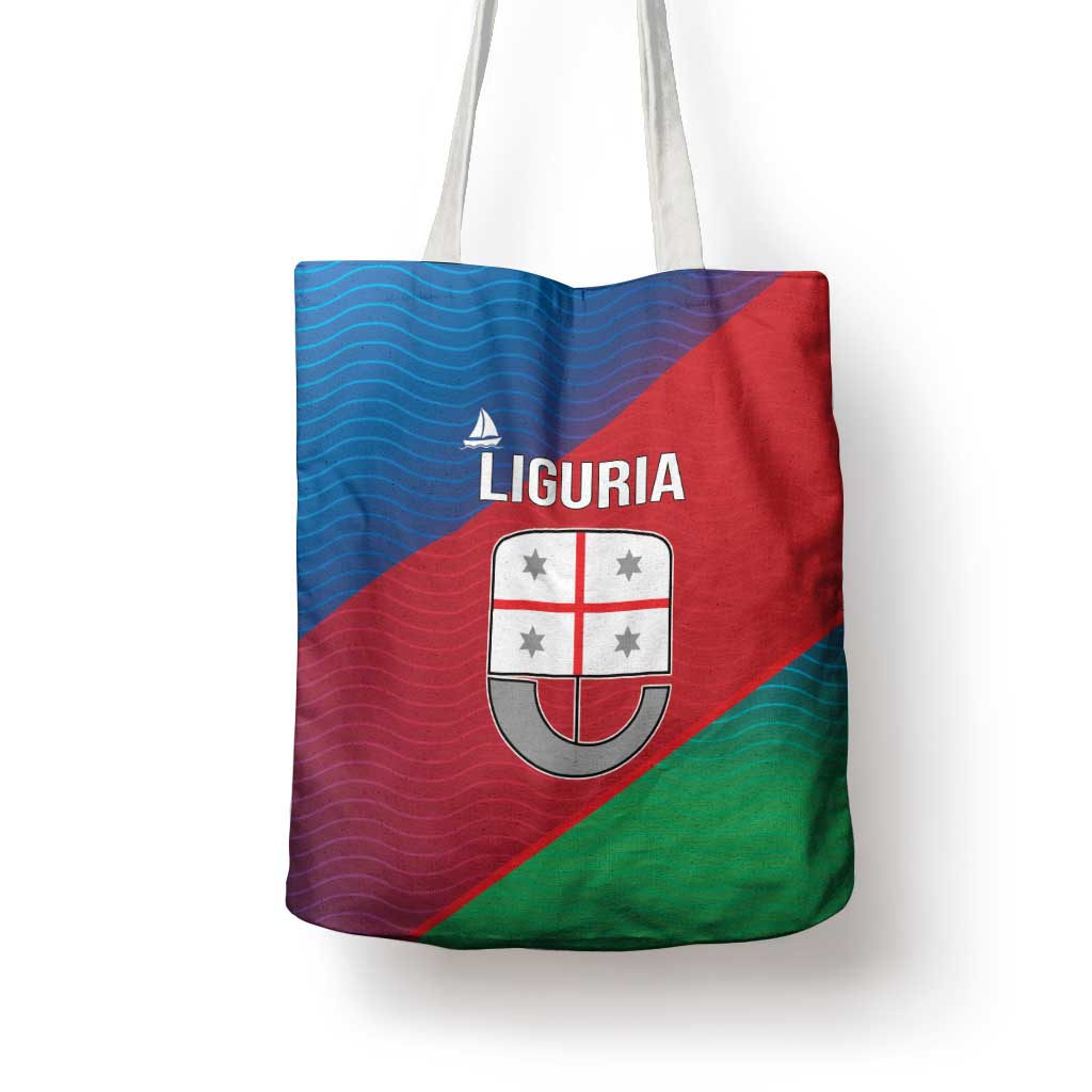 Italy Liguria Tote Bag Emblem With Flag Style - Wonder Print Shop