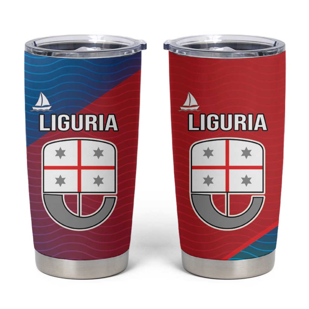 Italy Liguria Tumbler Cup Emblem With Flag Style - Wonder Print Shop