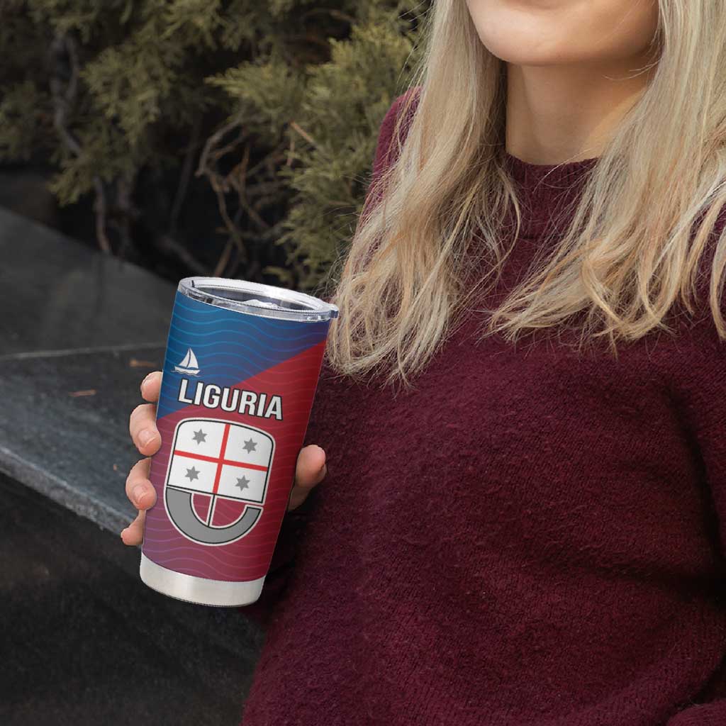 Italy Liguria Tumbler Cup Emblem With Flag Style - Wonder Print Shop