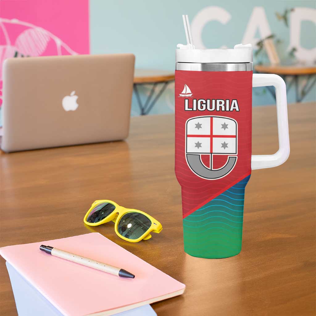 Italy Liguria Tumbler With Handle Emblem With Flag Style - Wonder Print Shop