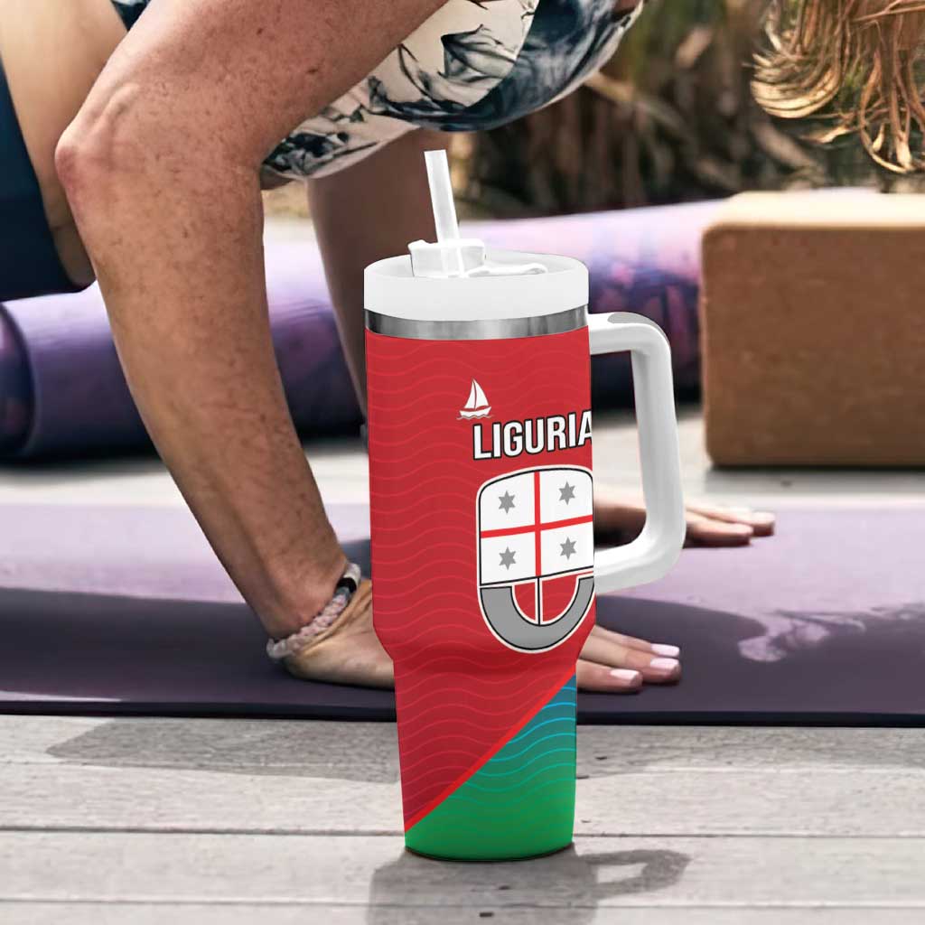 Italy Liguria Tumbler With Handle Emblem With Flag Style - Wonder Print Shop