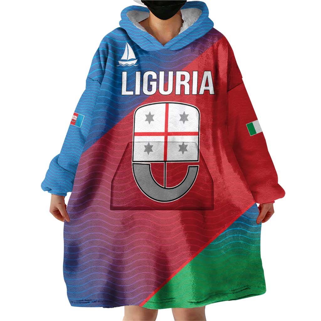 Italy Liguria Wearable Blanket Hoodie Emblem With Flag Style LT19