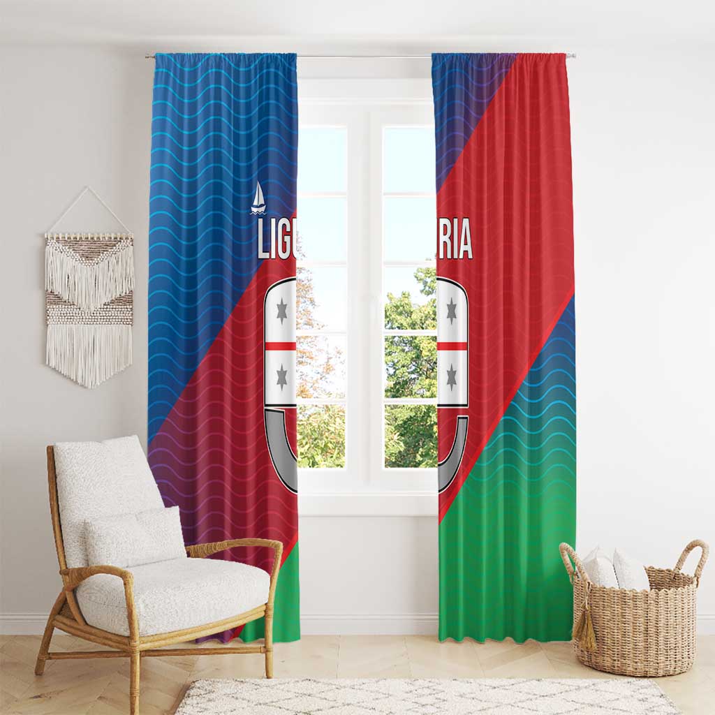 Italy Liguria Window Curtain Emblem With Flag Style - Wonder Print Shop