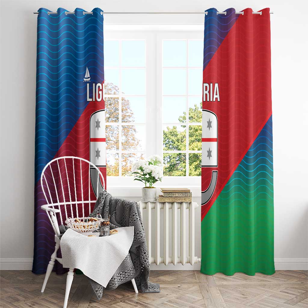 Italy Liguria Window Curtain Emblem With Flag Style - Wonder Print Shop