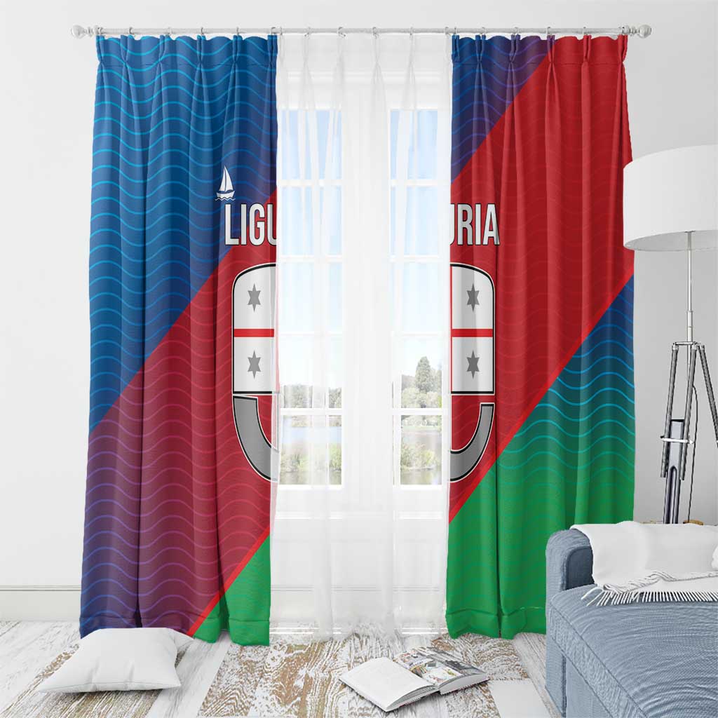 Italy Liguria Window Curtain Emblem With Flag Style - Wonder Print Shop