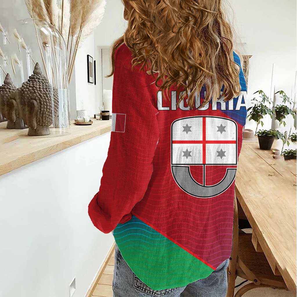 Italy Liguria Women Casual Shirt Emblem With Flag Style LT19