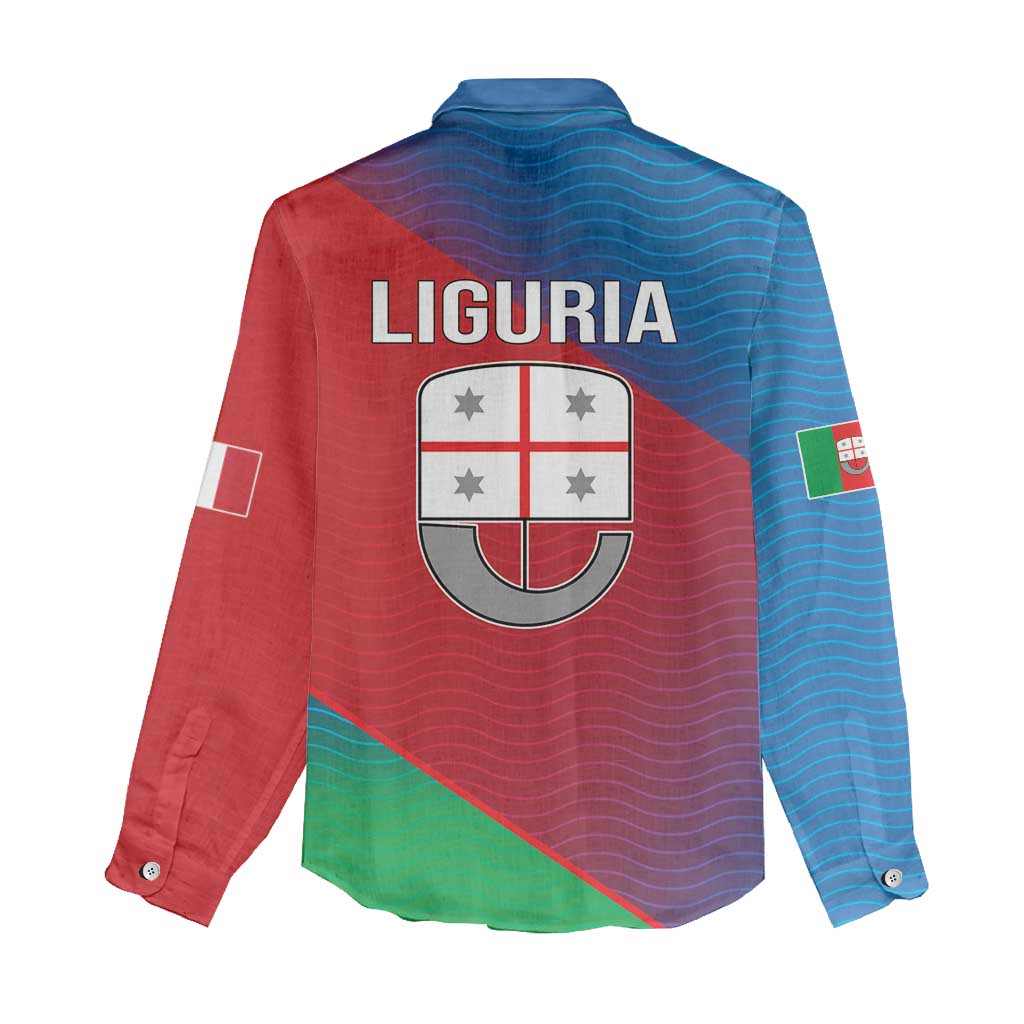 Italy Liguria Women Casual Shirt Emblem With Flag Style LT19