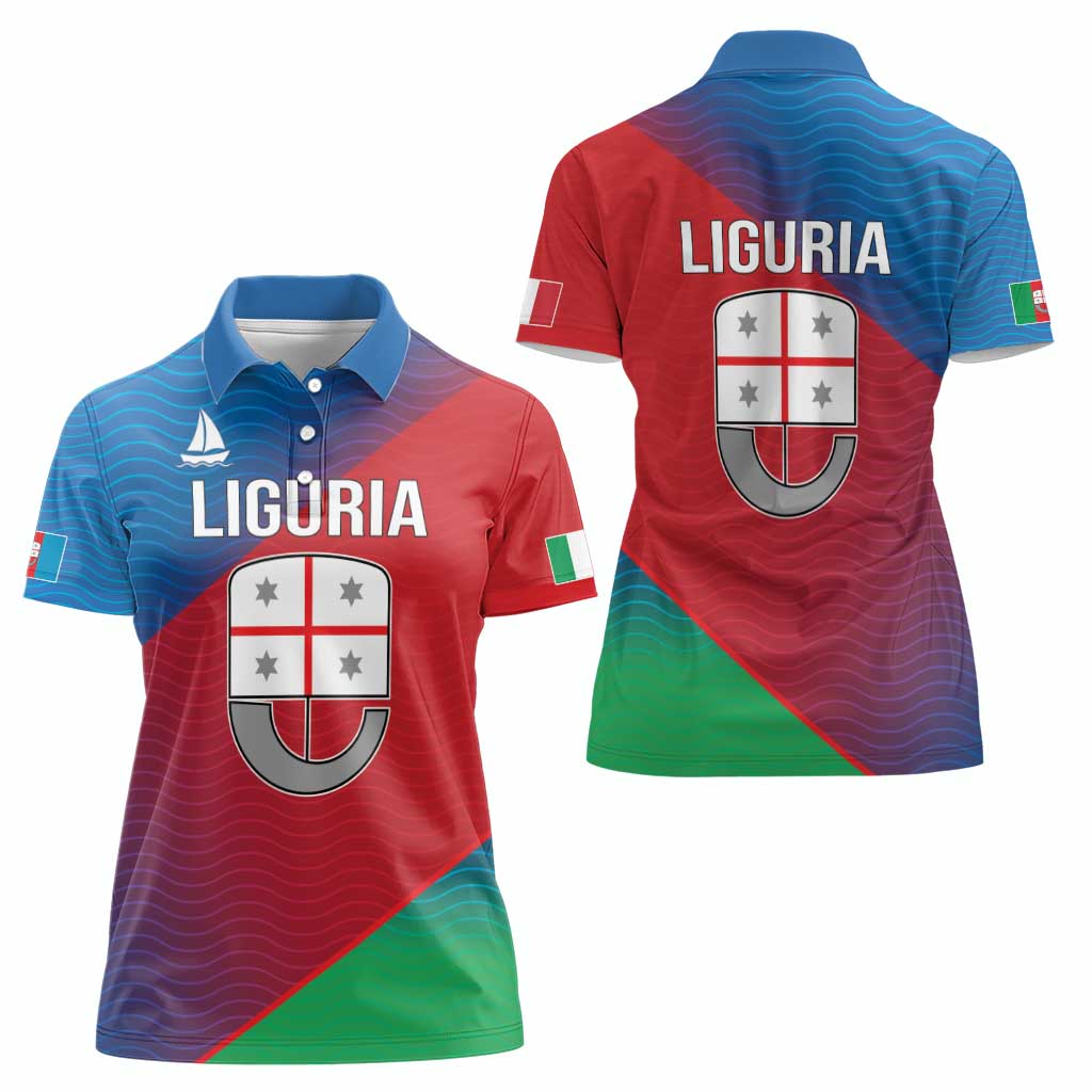 Italy Liguria Women Polo Shirt Emblem With Flag Style LT19