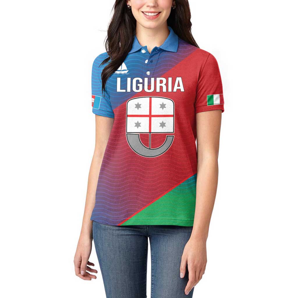 Italy Liguria Women Polo Shirt Emblem With Flag Style LT19
