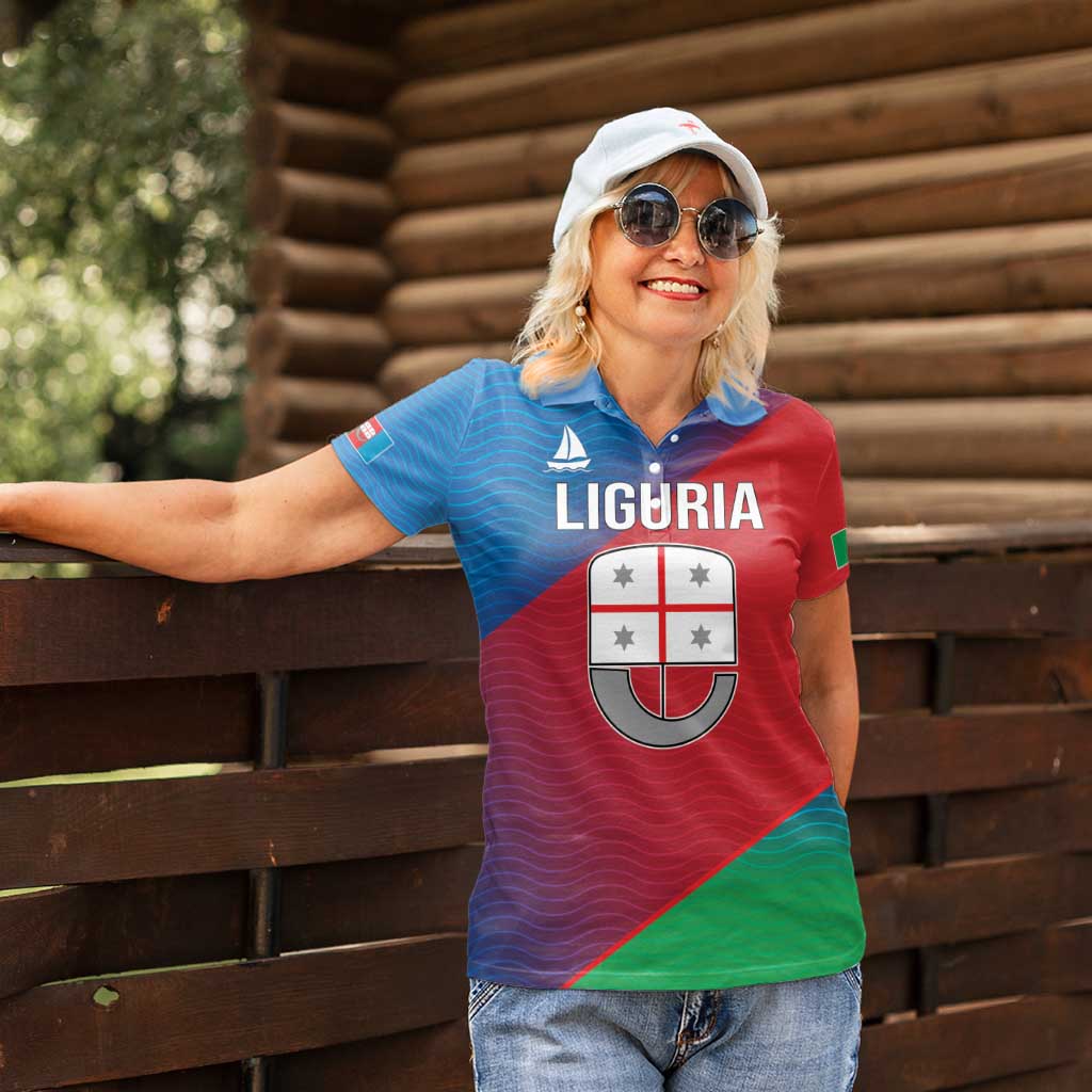 Italy Liguria Women Polo Shirt Emblem With Flag Style LT19
