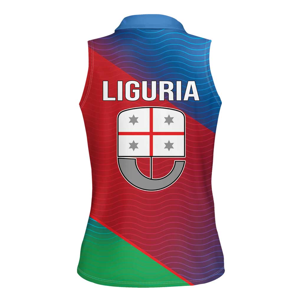 Italy Liguria Women Sleeveless Polo Shirt Emblem With Flag Style LT19