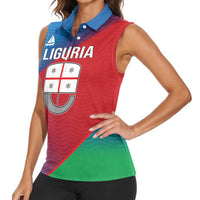 Italy Liguria Women Sleeveless Polo Shirt Emblem With Flag Style LT19